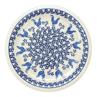 A picture of a Polish Pottery Zaklady Dinner Plate 10.75" (Rooster Blues) | Y1014-D1149 as shown at PolishPotteryOutlet.com/products/round-dinner-plate-10-75-rooster-blues-y1014-d1149
