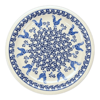 A picture of a Polish Pottery Plate, Round, Dinner, 10.75" Plate in "Rooster Blues" by Zaklady | Y1014-D1149 as shown at PolishPotteryOutlet.com/products/round-dinner-plate-10-75-rooster-blues-y1014-d1149