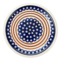 A picture of a Polish Pottery Zaklady Dinner Plate 10.75" (Stars & Stripes) | Y1014-D81 as shown at PolishPotteryOutlet.com/products/zaklady-dinner-plate-10-75-stars-stripes-y1014-d81