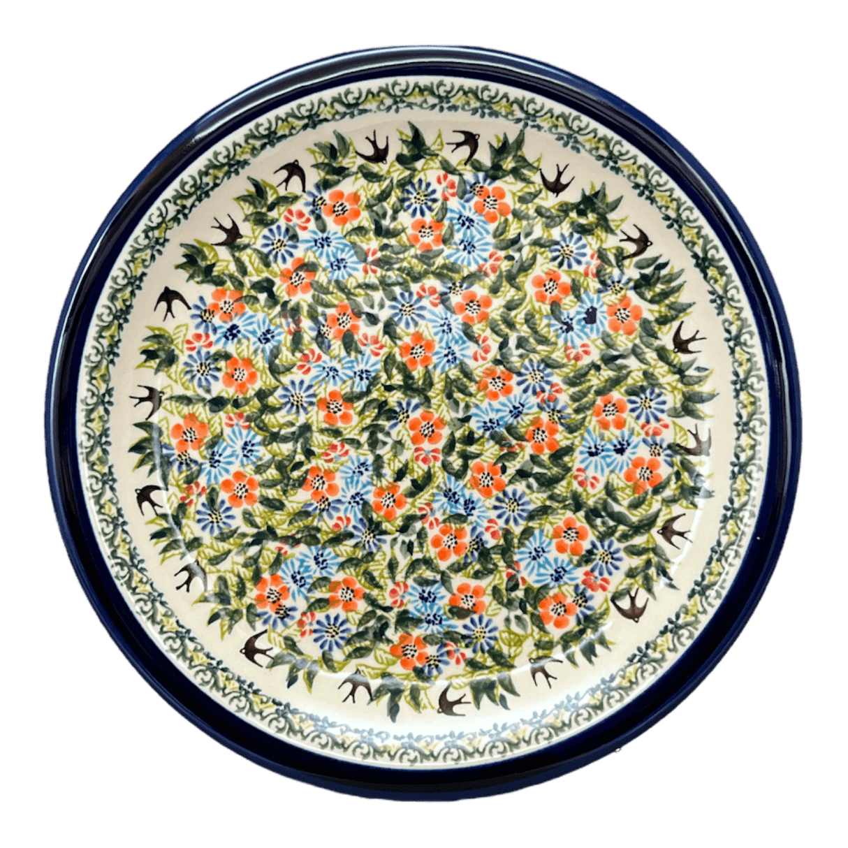 Plate, Round, Dinner, 10.75" Plate in "Floral Swallows" by Zaklady | Y1014-DU182