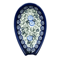 A picture of a Polish Pottery Zaklady 5" Spoon Rest (Spring Swirl) | Y1015-A1073A as shown at PolishPotteryOutlet.com/products/5-spoon-rest-spring-swirl-y1015-a1073a