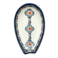 A picture of a Polish Pottery Zaklady 5" Spoon Rest (Mesa Verde Midnight) | Y1015-A1159A as shown at PolishPotteryOutlet.com/products/5-spoon-rest-mesa-verde-midnight-y1015-a1159a