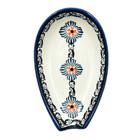 A picture of a Polish Pottery Spoon Rest, 5" in "Mesa Verde Midnight" by Zaklady | Y1015-A1159A as shown at PolishPotteryOutlet.com/products/5-spoon-rest-mesa-verde-midnight-y1015-a1159a