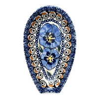 A picture of a Polish Pottery Zaklady 5" Spoon Rest (Bloomin' Sky) | Y1015-ART148 as shown at PolishPotteryOutlet.com/products/5-spoon-rest-bloomin-sky-y1015-art148
