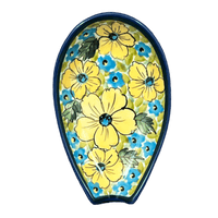 A picture of a Polish Pottery Zaklady 5" Spoon Rest (Sunny Meadow) | Y1015-ART332 as shown at PolishPotteryOutlet.com/products/5-spoon-rest-sunny-meadow-y1015-art332