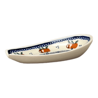 A picture of a Polish Pottery 5" Spoon Rest (Persimmon Dot) | Y1015-D479 as shown at PolishPotteryOutlet.com/products/5-spoon-rest-persimmon-dot-y1015-d479