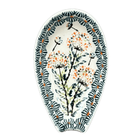 A picture of a Polish Pottery Zaklady 5" Spoon Rest (Dandelions) | Y1015-DU201 as shown at PolishPotteryOutlet.com/products/5-spoon-rest-make-a-wish-y1015-du201