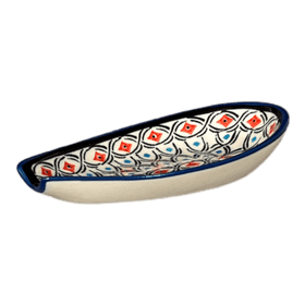 Polish Pottery 5" Spoon Rest (Beaded Turquoise) | Y1015-DU203 Additional Image at PolishPotteryOutlet.com