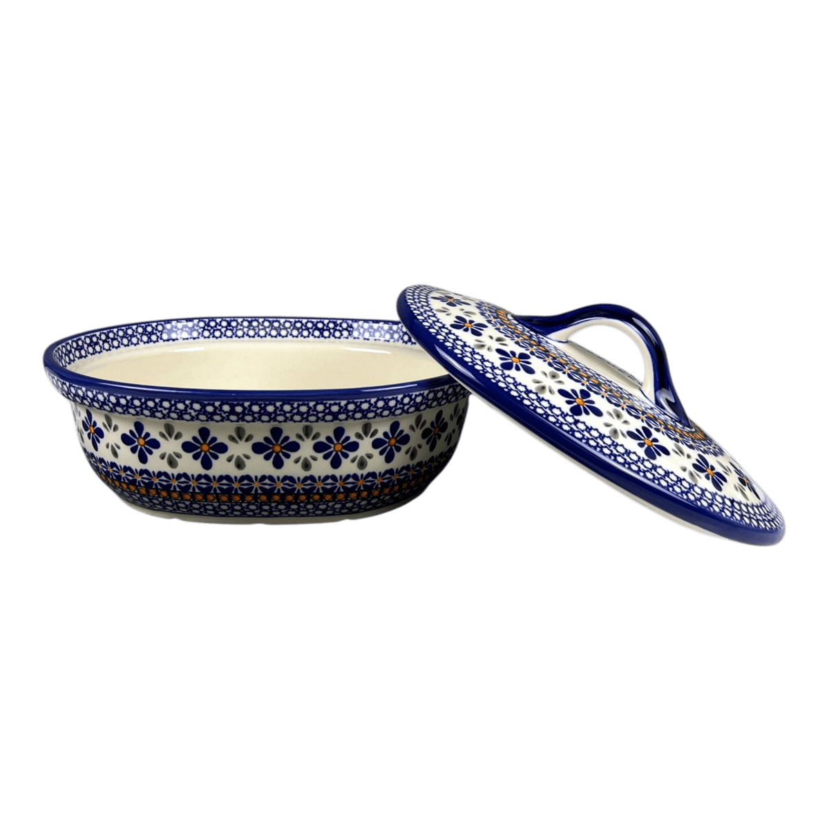 Baker, Covered, 10" x 8.5" in "Blue Mosaic Flower" by Zaklady | Y1156S-A221A