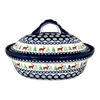 Polish Pottery Zaklady 12.5" x 10" Large Covered Baker (Evergreen Moose) | Y1158-A992A at PolishPotteryOutlet.com