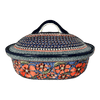 Polish Pottery 12.5" x 10" Large Covered Baker (Exotic Reds) | Y1158-ART150 at PolishPotteryOutlet.com