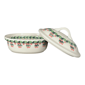 Polish Pottery Zaklady 12.5" x 10" Large Covered Baker (Raspberry Delight) | Y1158-D1170 Additional Image at PolishPotteryOutlet.com