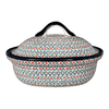 Polish Pottery 12.5" x 10" Large Covered Baker (Beaded Turquoise) | Y1158-DU203 at PolishPotteryOutlet.com