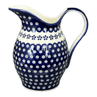 A picture of a Polish Pottery Zaklady 1.7 Liter Fancy Pitcher (Petite Floral Peacock) | Y1160-A166A as shown at PolishPotteryOutlet.com/products/1-7-liter-fancy-pitcher-floral-peacock-y1160-a166a