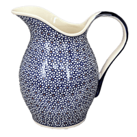 A picture of a Polish Pottery Zaklady 1.7 Liter Fancy Pitcher (Ditsy Daisies) | Y1160-D120 as shown at PolishPotteryOutlet.com/products/1-7-liter-fancy-pitcher-ditsy-daisies-y1160-d120