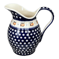 A picture of a Polish Pottery Zaklady 1.7 Liter Fancy Pitcher (Persimmon Dot) | Y1160-D479 as shown at PolishPotteryOutlet.com/products/1-7-liter-fancy-pitcher-persimmon-dot-y1160-d479