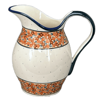 A picture of a Polish Pottery Zaklady 1.7 Liter Fancy Pitcher (Orange Wreath) | Y1160-DU52 as shown at PolishPotteryOutlet.com/products/1-7-liter-fancy-pitcher-orange-wreath-y1160-du52