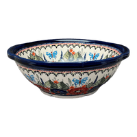 A picture of a Polish Pottery Zaklady 10" Colander (Butterfly Bouquet) | Y1183A-ART149 as shown at PolishPotteryOutlet.com/products/colander-butterfly-bouquet-y1183a-art149