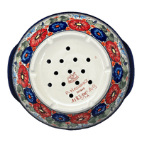 A picture of a Polish Pottery Zaklady 10" Colander (Butterfly Bouquet) | Y1183A-ART149 as shown at PolishPotteryOutlet.com/products/colander-butterfly-bouquet-y1183a-art149