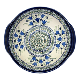 Polish Pottery 10" Colander (Blue Tulips) | Y1183A-ART160 Additional Image at PolishPotteryOutlet.com