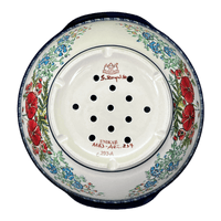 A picture of a Polish Pottery Zaklady 10" Colander (Floral Crescent) | Y1183A-ART237 as shown at PolishPotteryOutlet.com/products/10-colander-fields-of-flowers-y1183a-art237