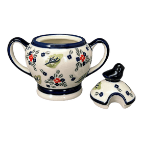 Polish Pottery Zaklady Bird Sugar Bowl (Mountain Flower) | Y1234-A1109A Additional Image at PolishPotteryOutlet.com