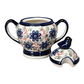Polish Pottery Zaklady Bird Sugar Bowl (Swirling Flowers) | Y1234-A1197A Additional Image at PolishPotteryOutlet.com