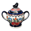 Polish Pottery Bird Sugar Bowl (Butterfly Bouquet) | Y1234-ART149 at PolishPotteryOutlet.com