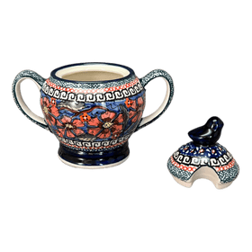 Polish Pottery Bird Sugar Bowl (Exotic Reds) | Y1234-ART150 Additional Image at PolishPotteryOutlet.com