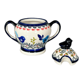 Polish Pottery Bird Sugar Bowl (Circling Bluebirds) | Y1234-ART214 Additional Image at PolishPotteryOutlet.com