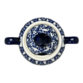 Polish Pottery Zaklady Bird Sugar Bowl (Rooster Blues) | Y1234-D1149 Additional Image at PolishPotteryOutlet.com