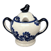Polish Pottery Bird Sugar Bowl (Blue Floral Vines) | Y1234-D1210A at PolishPotteryOutlet.com