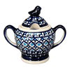 Polish Pottery Zaklady Bird Sugar Bowl (Mosaic Blues) | Y1234-D910 at PolishPotteryOutlet.com