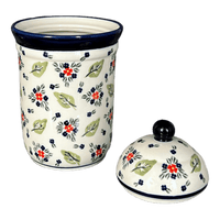 A picture of a Polish Pottery Zaklady 1 Liter Container (Mountain Flower) | Y1243-A1109A as shown at PolishPotteryOutlet.com/products/1l-container-mistletoe-y1243-a1109a