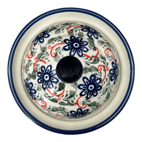 A picture of a Polish Pottery Zaklady 1 Liter Container (Swirling Flowers) | Y1243-A1197A as shown at PolishPotteryOutlet.com/products/1l-container-swirling-flowers-y1243-a1197a