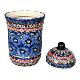 Polish Pottery 1 Liter Container (Bloomin' Sky) | Y1243-ART148 Additional Image at PolishPotteryOutlet.com