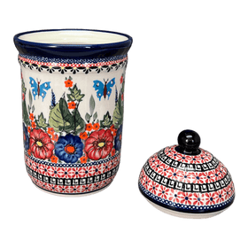 Polish Pottery Zaklady 1 Liter Container (Butterfly Bouquet) | Y1243-ART149 Additional Image at PolishPotteryOutlet.com