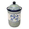 Polish Pottery Zaklady 1 Liter Container (Blue Tulips) | Y1243-ART160 at PolishPotteryOutlet.com