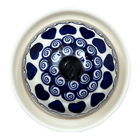 Polish Pottery Zaklady 1 Liter Container (Swirling Hearts) | Y1243-D467 Additional Image at PolishPotteryOutlet.com