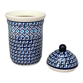 Polish Pottery Zaklady 1 Liter Container (Mosaic Blues) | Y1243-D910 Additional Image at PolishPotteryOutlet.com