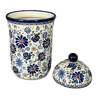 A picture of a Polish Pottery Zaklady 1 Liter Container (Floral Explosion) | Y1243-DU126 as shown at PolishPotteryOutlet.com/products/1-liter-container-du126-y1243-du126