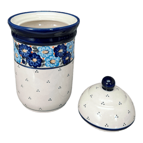 Polish Pottery 1 Liter Container (Garden Party Blues) | Y1243-DU50 Additional Image at PolishPotteryOutlet.com