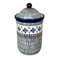 A picture of a Polish Pottery Zaklady 1 Liter Container (Emerald Mosaic) | Y1243-DU60 as shown at PolishPotteryOutlet.com/products/1-liter-container-emerald-mosaic-y1243-du60