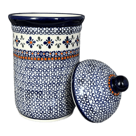 Polish Pottery Zaklady 2 Liter Container (Blue Mosaic Flower) | Y1244-A221A Additional Image at PolishPotteryOutlet.com