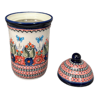 A picture of a Polish Pottery Zaklady 2 Liter Container (Butterfly Bouquet) | Y1244-ART149 as shown at PolishPotteryOutlet.com/products/2l-container-butterfly-bouquet-y1244-art149