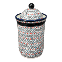 A picture of a Polish Pottery Zaklady 2 Liter Container (Beaded Turquoise) | Y1244-DU203 as shown at PolishPotteryOutlet.com/products/2l-container-beaded-turquoise-y1244-du203