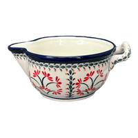 A picture of a Polish Pottery Zaklady 1.25 Quart Mixing Bowl (Scarlet Stitch) | Y1252-A1158A as shown at PolishPotteryOutlet.com/products/1-25-quart-mixing-bowl-scarlet-stitch-y1252-a1158a