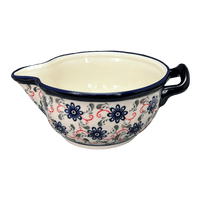 A picture of a Polish Pottery Zaklady 1.25 Quart Batter Bowl (Swirling Flowers) | Y1252-A1197A as shown at PolishPotteryOutlet.com/products/1-2-liter-large-gravy-boat-swirling-flowers-y1252-a1197a