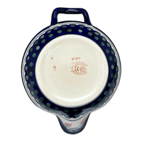A picture of a Polish Pottery Zaklady 1.25 Quart Mixing Bowl (Strawberry Dot) | Y1252-A310A as shown at PolishPotteryOutlet.com/products/1-25-quart-mixing-bowl-strawberry-dot-y1252-a310a
