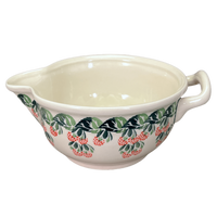 A picture of a Polish Pottery Zaklady 1.25 Quart Batter Bowl (Raspberry Delight) | Y1252-D1170 as shown at PolishPotteryOutlet.com/products/1-25-quart-mixing-bowl-raspberry-delight-y1252-d1170